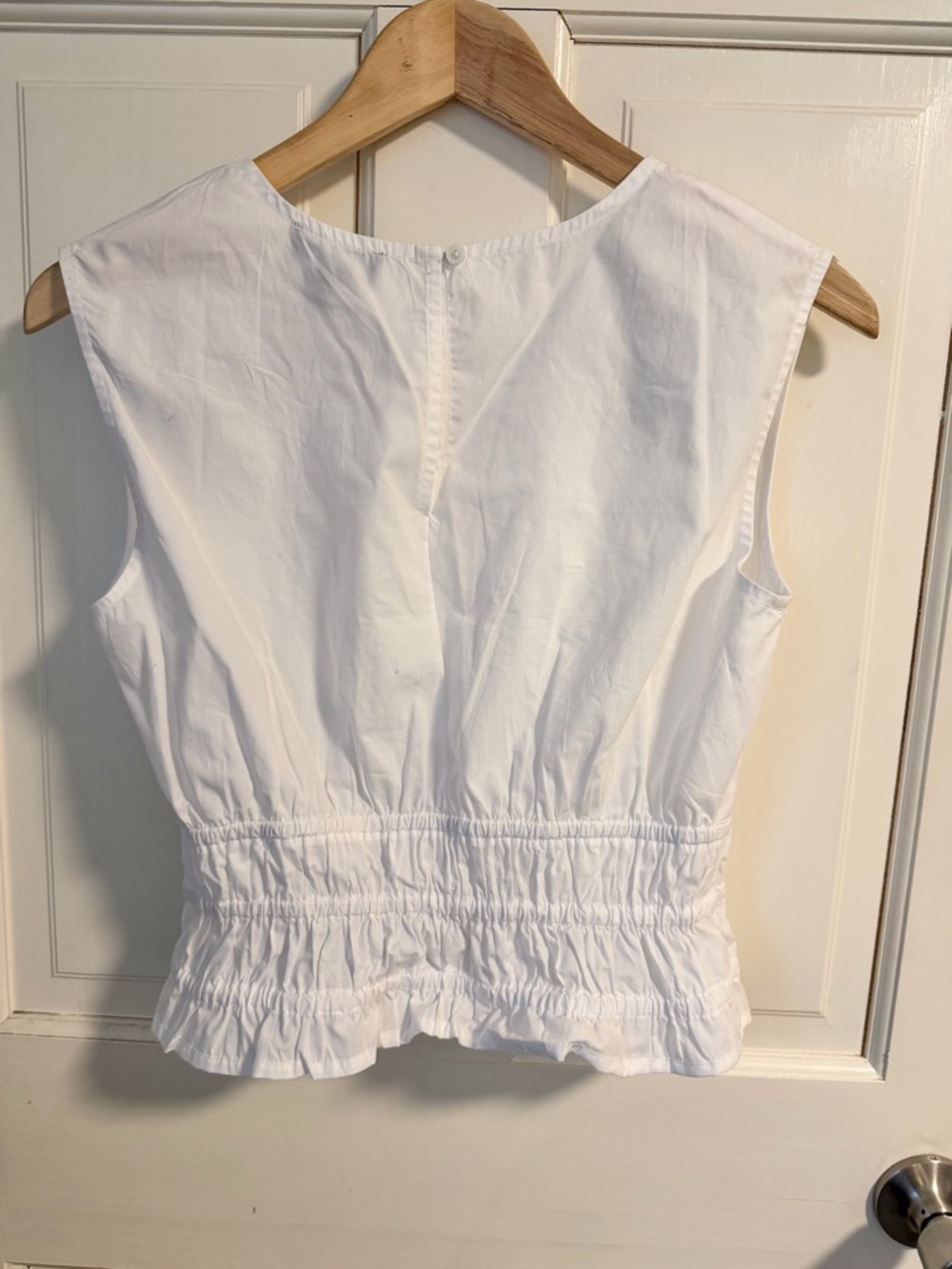 NWOT J Crew Hyacinth Top in Cotton Poplin White XS Smocked Waist 100% Cotton - Picture 6 of 8